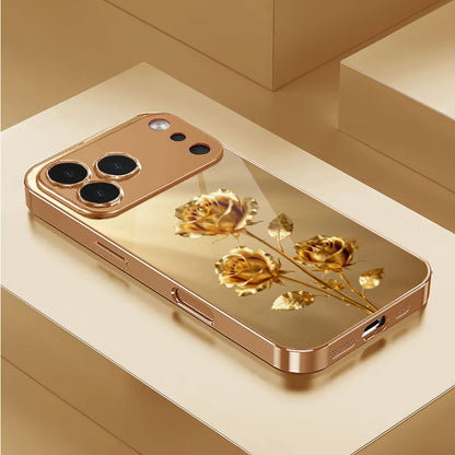 Gold Rose Pattern Hard Case for iPhone