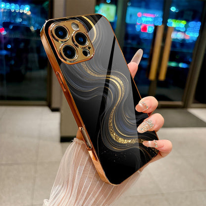 Black Gold Quicksand Pattern Case for iPhone