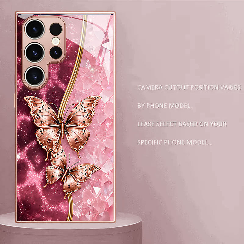 Gilt Pink Butterfly Pattern Hard Case for Samsung