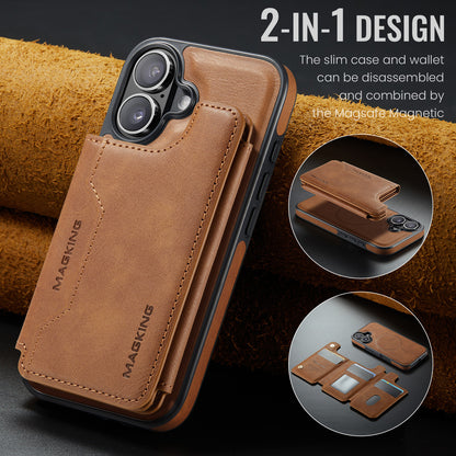 2 in 1 Magnetic Leather Wallet Case for iPhone