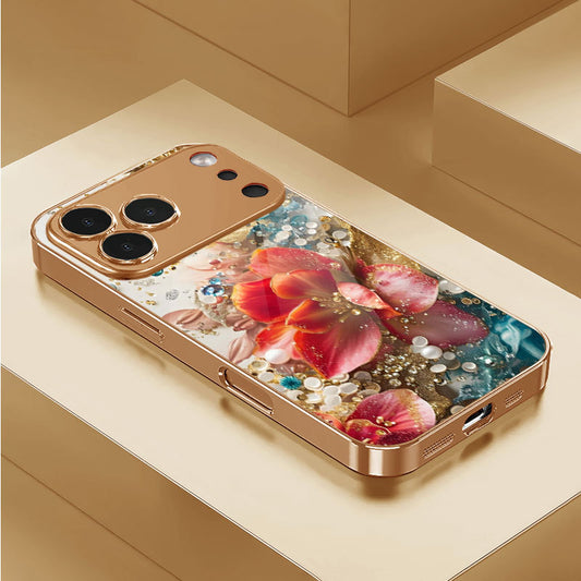 Red Flower Pattern Hard Case for iPhone