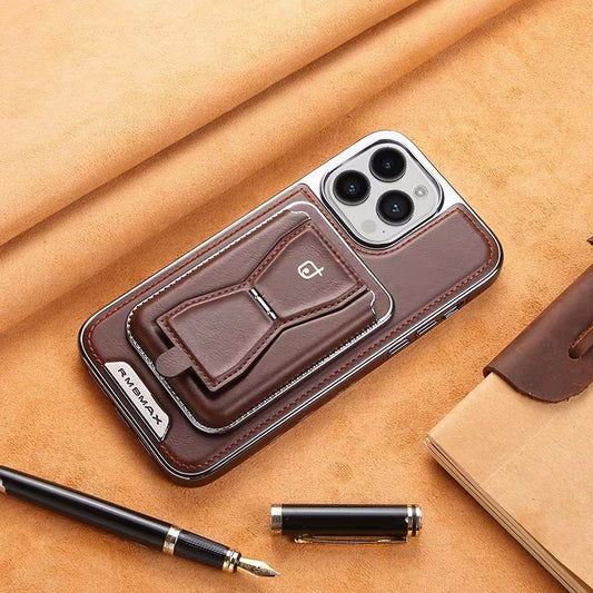 2 in 1 Bracket Card Bag Leather Case for iPhone