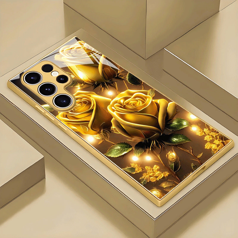 Gold Rose Pattern Hard Case for Samsung