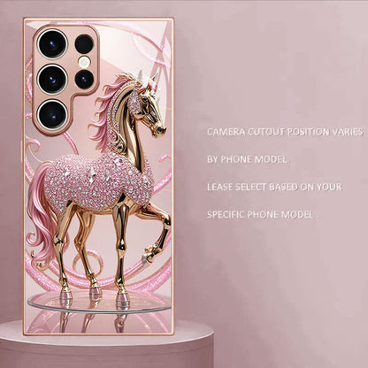 Pink Diamond Horse Pattern Hard Case for Samsung