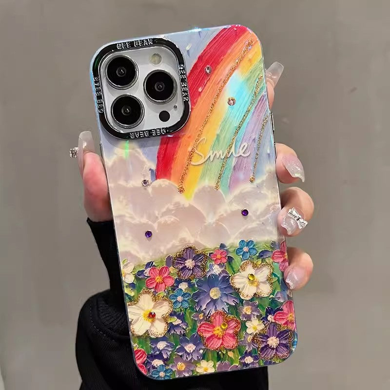 Oil Painting Glitter Shockproof Case for iPhone