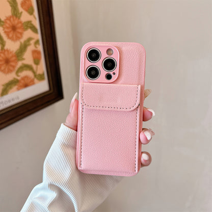Litchi Grain Leather Wallet Case for iPhone