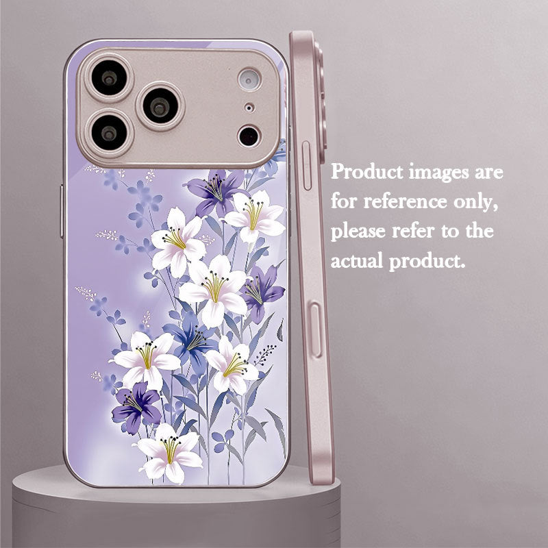 Purple Lily Pattern Hard Case for iPhone