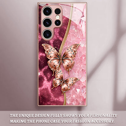 Gilt Pink Butterfly Pattern Hard Case for Samsung