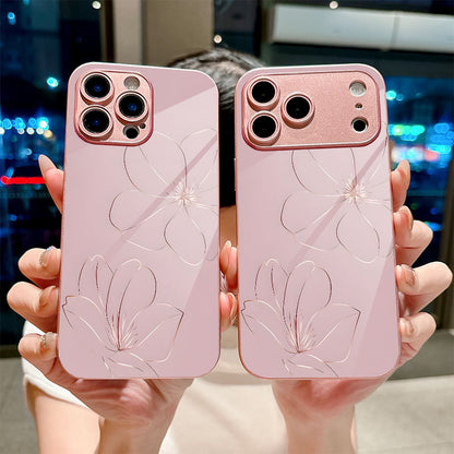 Line Art Flower Design Hard Case for iPhone