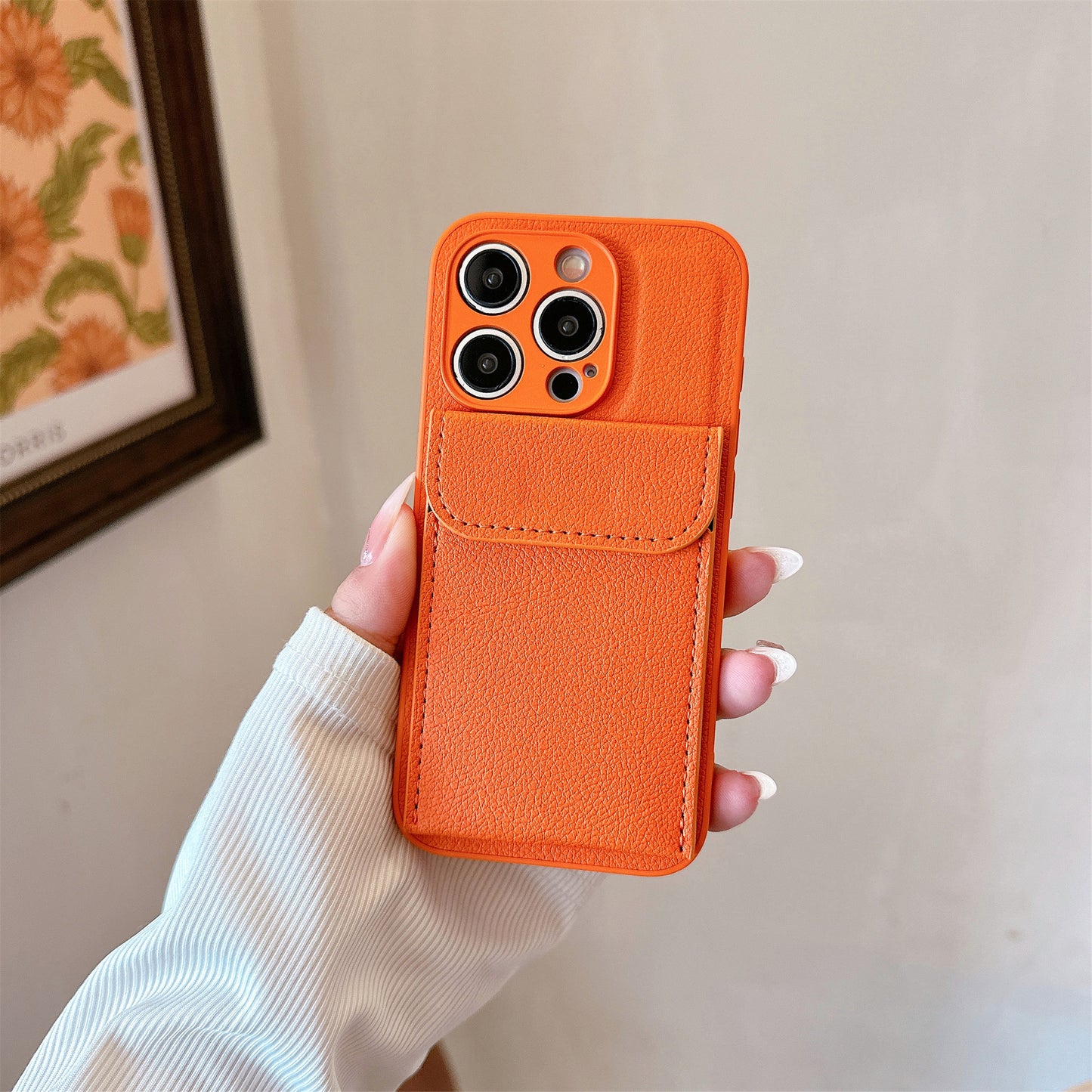 Litchi Grain Leather Wallet Case for iPhone