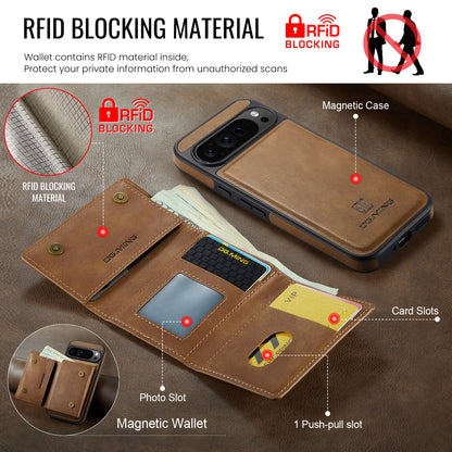 2 in 1 Magnetic Leather Wallet Case for Google Pixel