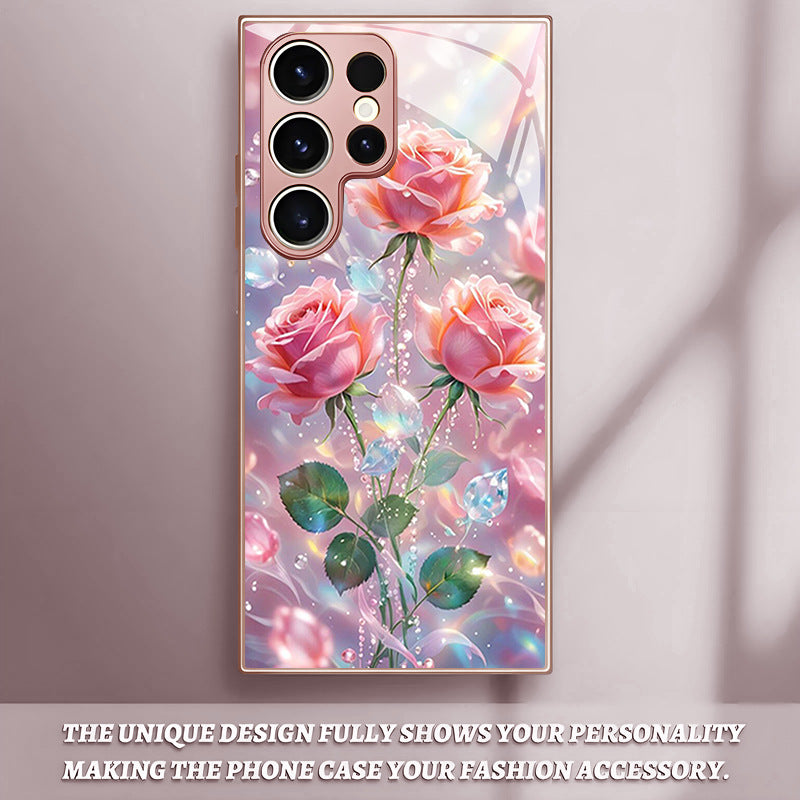 Colorful Pink Rose Pattern Hard Case for Samsung
