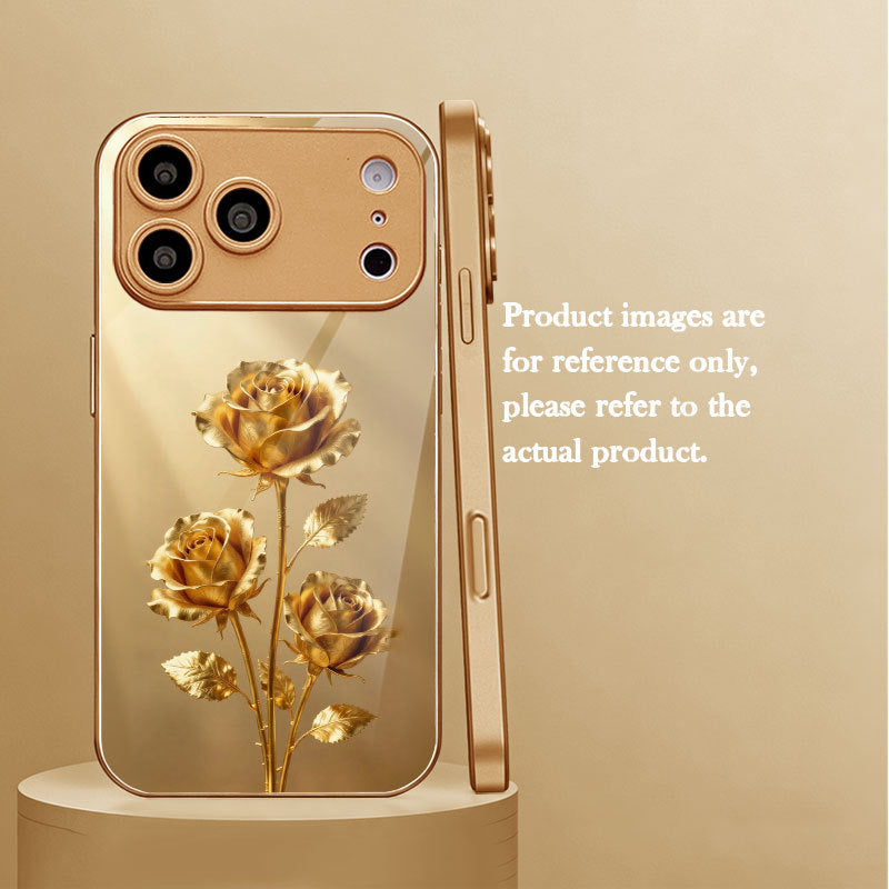 Gold Rose Pattern Hard Case for iPhone