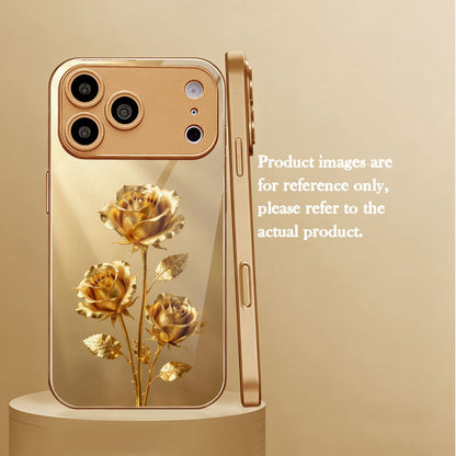 Gold Rose Pattern Hard Case for iPhone