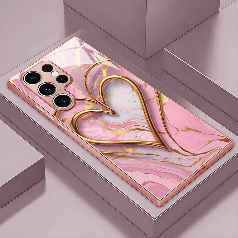 Gold Heart Pattern Hard Case for Samsung