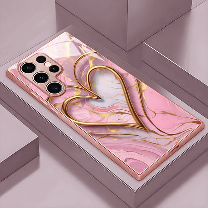 Gold Heart Pattern Hard Case for Samsung