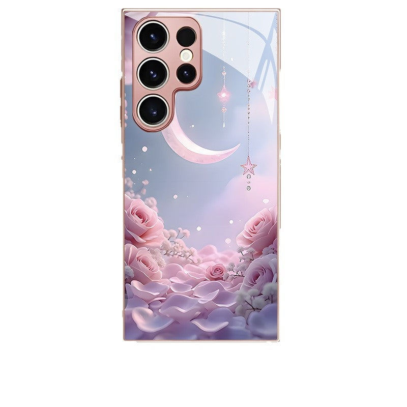 Lunar Pink Rose Pattern Hard Case for Samsung