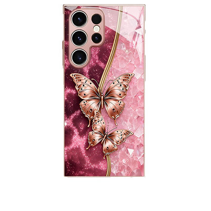 Gilt Pink Butterfly Pattern Hard Case for Samsung