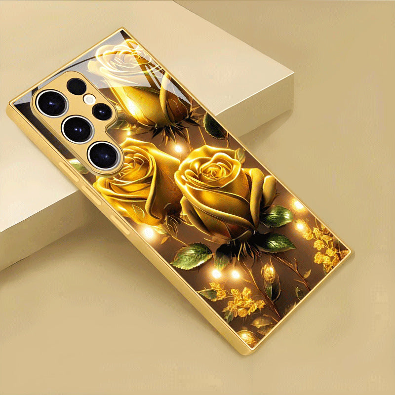 Gold Rose Pattern Hard Case for Samsung