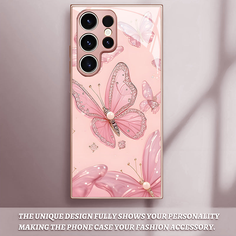 Pink Butterfly Pattern Hard Case for Samsung