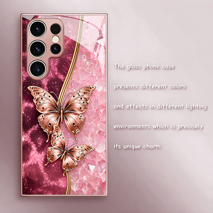 Gilt Pink Butterfly Pattern Hard Case for Samsung