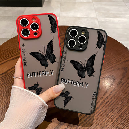 Black Butterfly Translucent Matte Case for iPhone