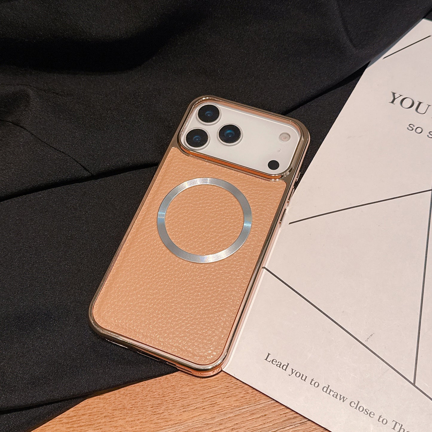 Lychee Print PU Leather Case for iPhone