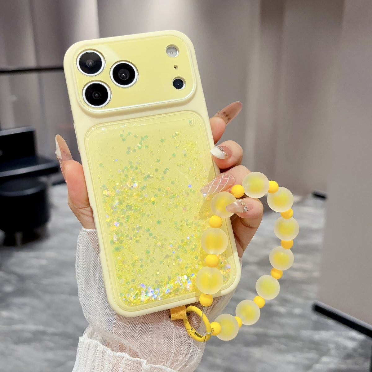 Wrist Strap Glitter Quicksand Case for iPhone