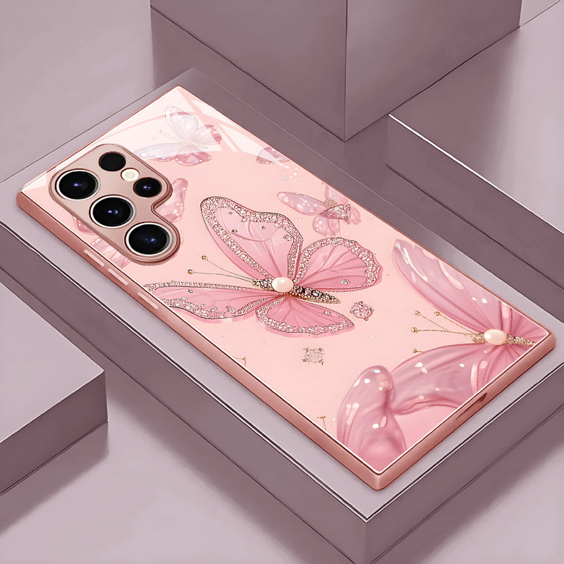 Pink Butterfly Pattern Hard Case for Samsung