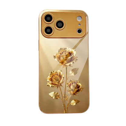 Gold Rose Pattern Hard Case for iPhone