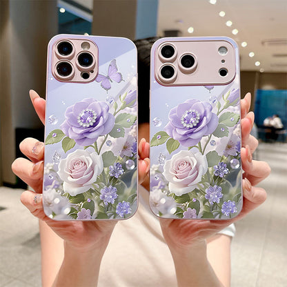 Rose Butterfly Pattern Hard Case for iPhone