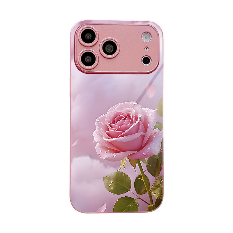 Morning Dew Rose Pattern Hard Case for iPhone