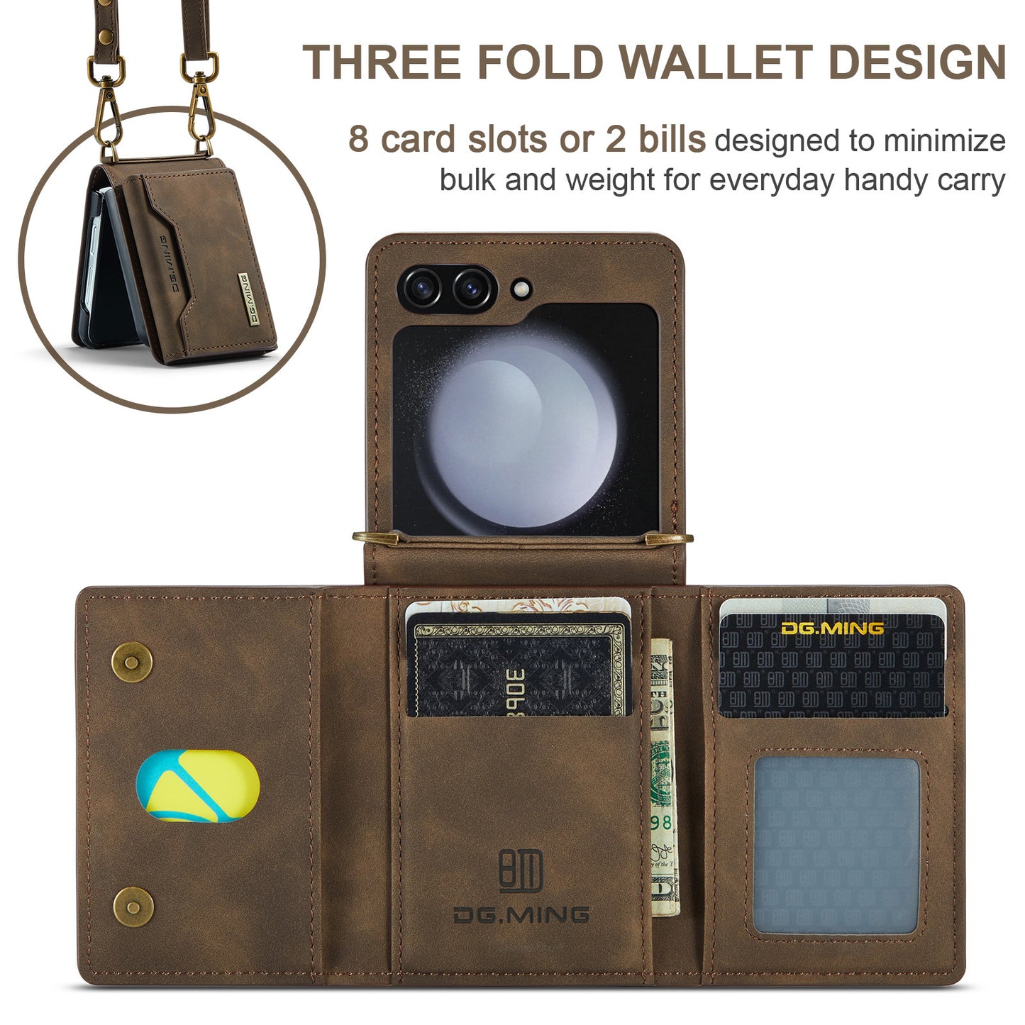 Detachable Leather Wallet Case For Samsung Z Flip Series