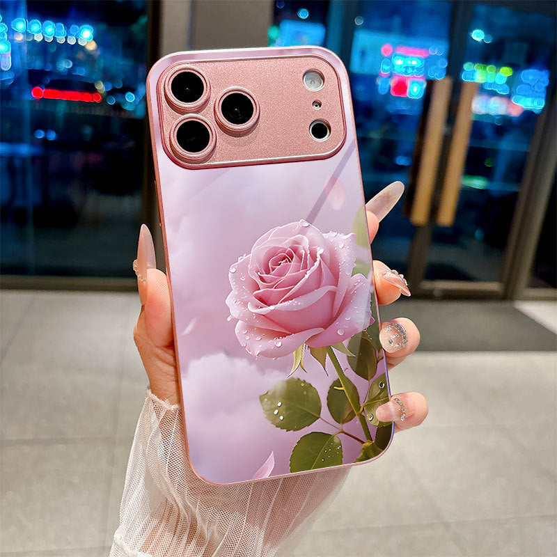 Morning Dew Rose Pattern Hard Case for iPhone
