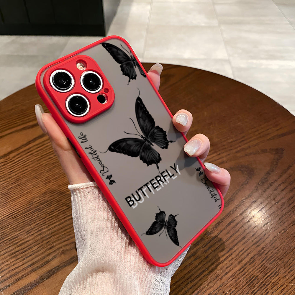 Black Butterfly Translucent Matte Case for iPhone