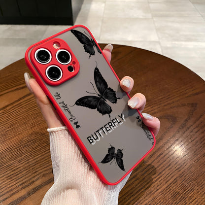 Black Butterfly Translucent Matte Case for iPhone