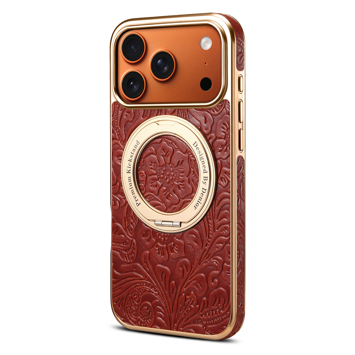 Vintage Floral Leather Kickstand Case for iPhone