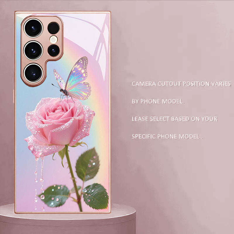Rose Butterfly Pattern Hard Case for Samsung