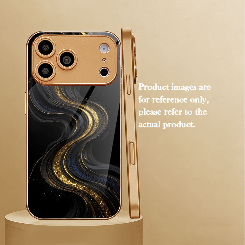 Black Gold Quicksand Pattern Case for iPhone