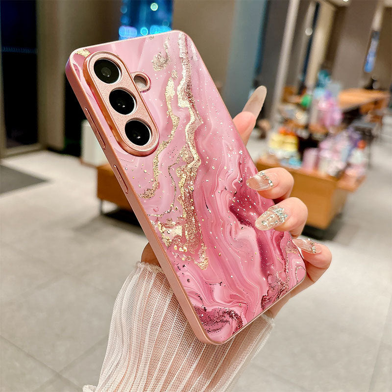 Gold Pink Marble Pattern Hard Case for Samsung