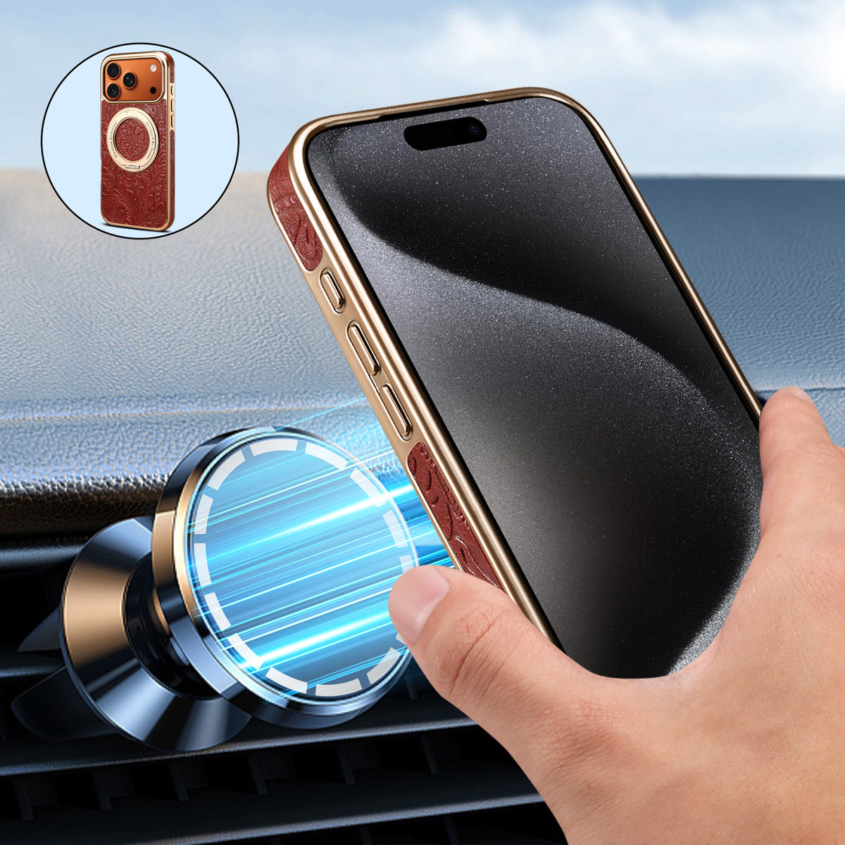 Vintage Floral Leather Kickstand Case for iPhone