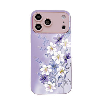 Purple Lily Pattern Hard Case for iPhone