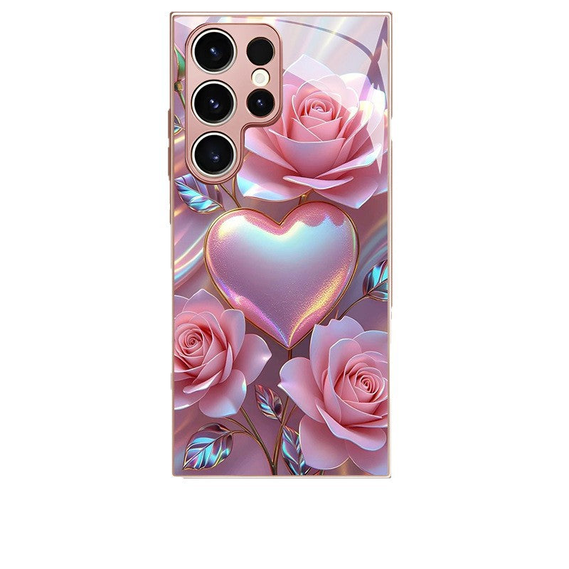 Pink Rose Heart Pattern Hard Case for Samsung