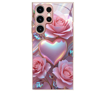 Pink Rose Heart Pattern Hard Case for Samsung