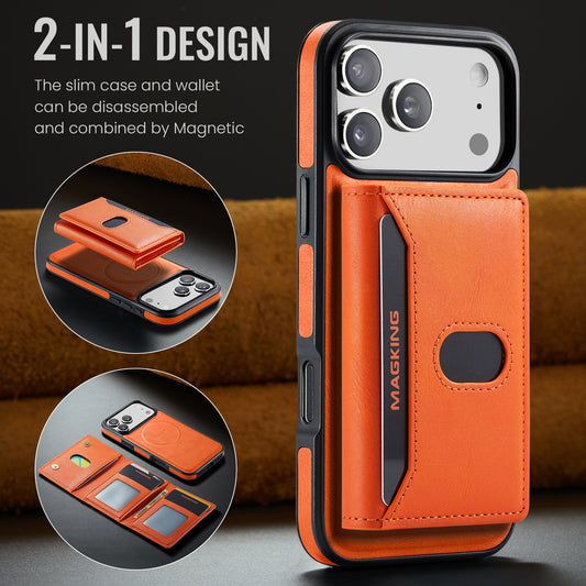 2 in 1 Magnetic Leather Wallet Case for iPhone