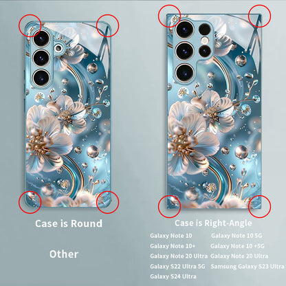Blue Ice Flower Pattern Hard Case for Samsung