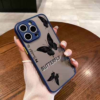 Black Butterfly Translucent Matte Case for iPhone