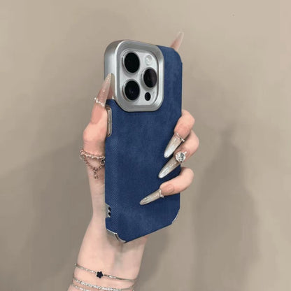 Denim Fabric Plating Frame Case for iPhone