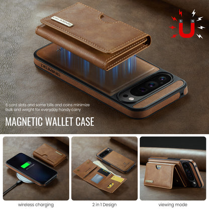 2 in 1 Magnetic Leather Wallet Case for Google Pixel