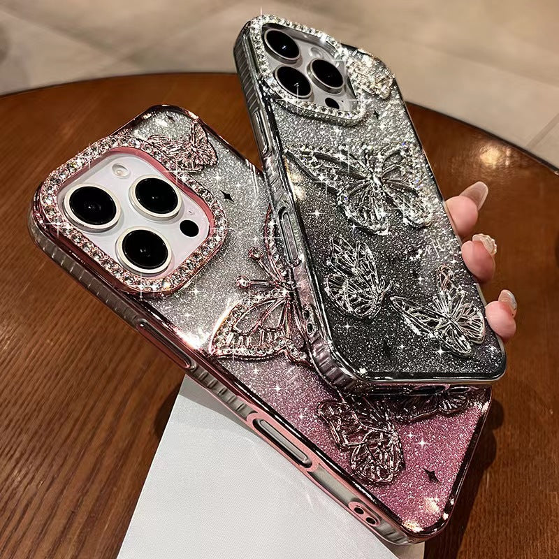 Glitter Butterfly Rhinestone Case for iPhone